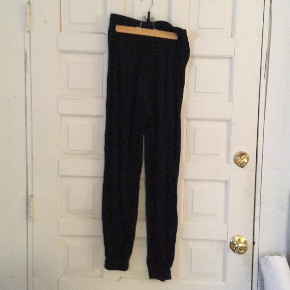 Knit black crane drop crotch pants